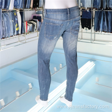 Light Blue Men's Ripped Jeans Custom